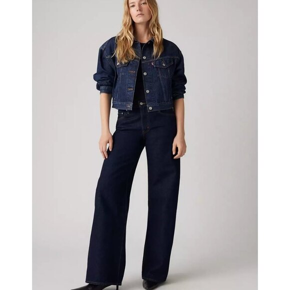 Levi's Premium Xl Baggy Straight Women's Jeans 26x31 Dream Nice Dreams Dark Wash - Picture 1 of 8
